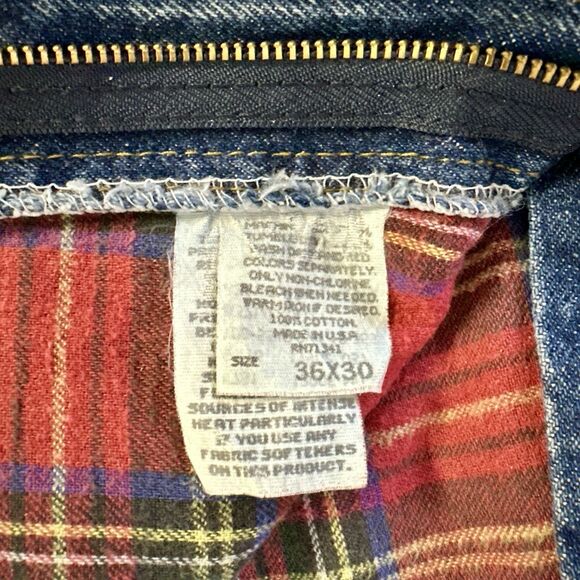 Vintage L.L. Bean Jeans Men's 36 X 30 Blue Denim Red‎ Flannel Tartan Plaid Lined - Picture 8 of 8